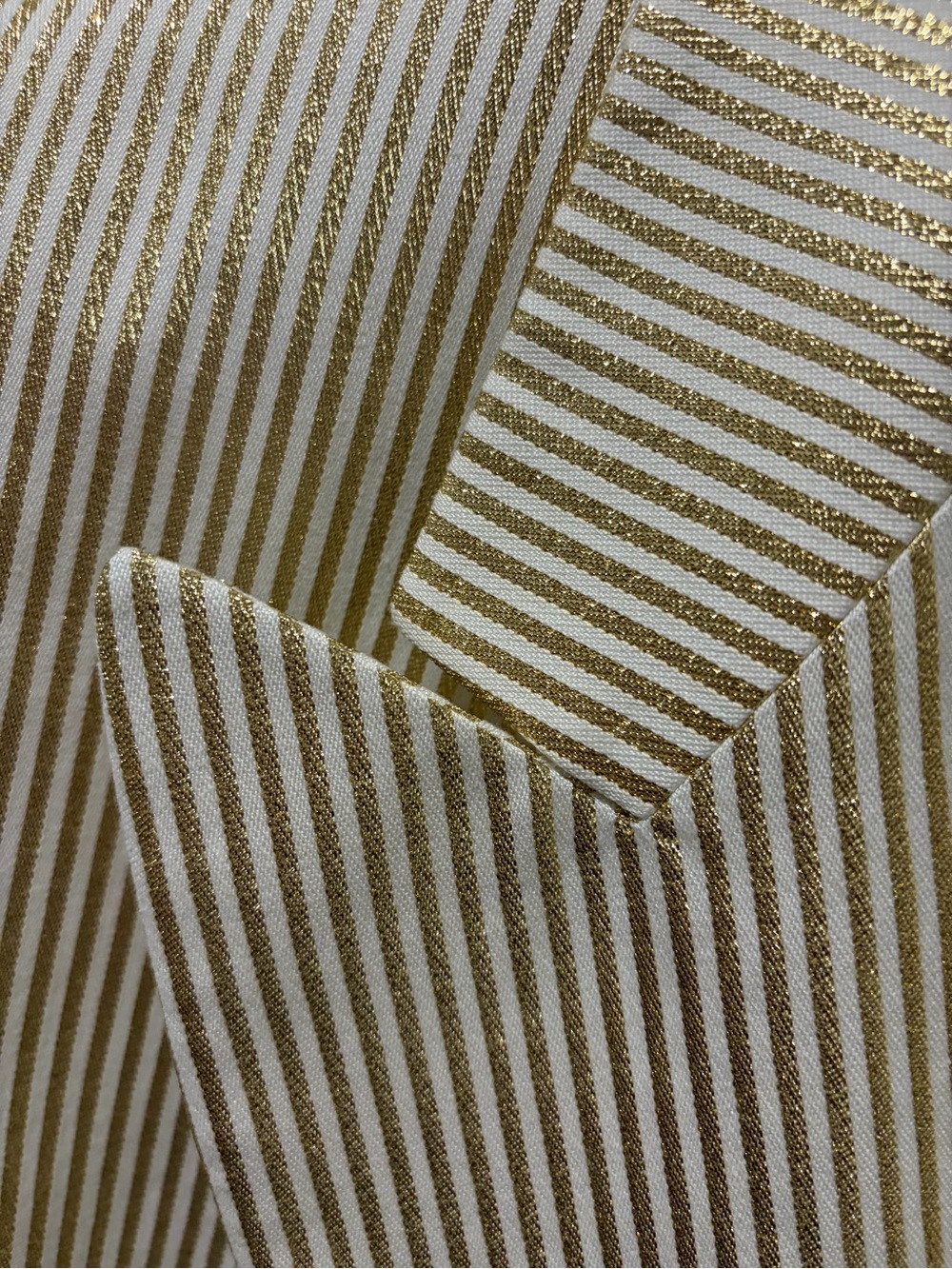 Vintage ESCADA Margaretha Ley Gold Metallic Stripe Double Breasted Blazer 42 - Picture 6 of 12